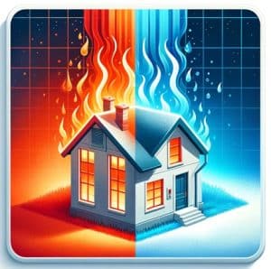 An image of a house losing heat to the air around it.